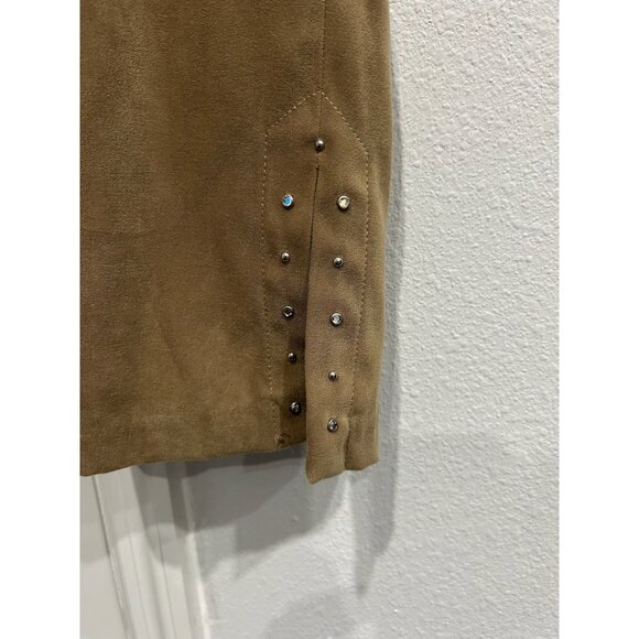 Harlow Camel Brown Womens Pants With Studded Hem Detail Size 8 - Picture 4 of 8